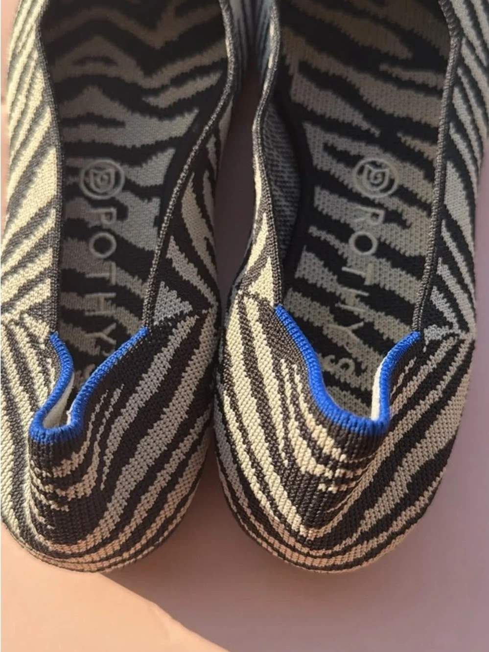 Rothy’s Zebra-Print Pointed Toe Flats - Black & White